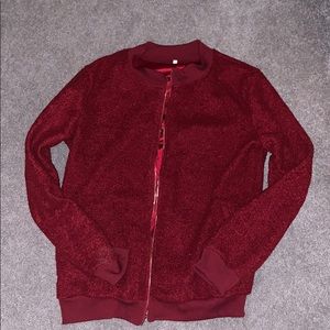 Maroon Textured Bomber Jacket NWOT